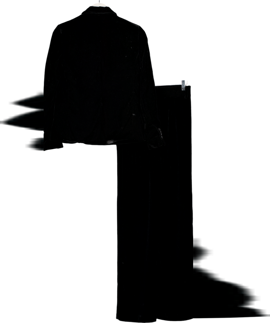 ZARA 2 Piece Black Velvet Double Breasted Blazer & Trousers Set UK XS - Reliked