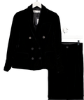 ZARA 2 Piece Black Velvet Double Breasted Blazer & Trousers Set UK XS - Reliked