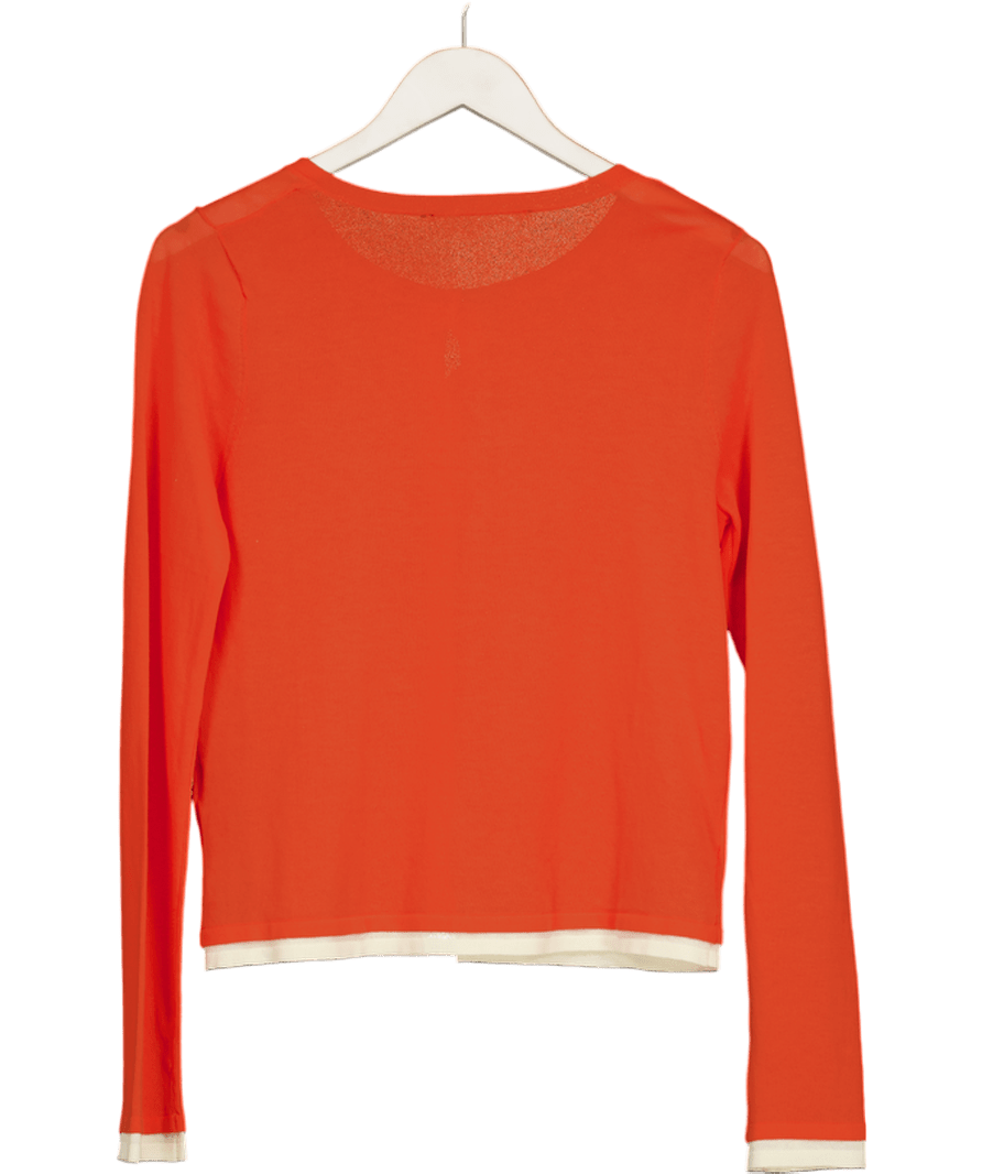 ZARA 2 - piece Orange / Cream Knit Vest And Cardigan Set UK S - Reliked