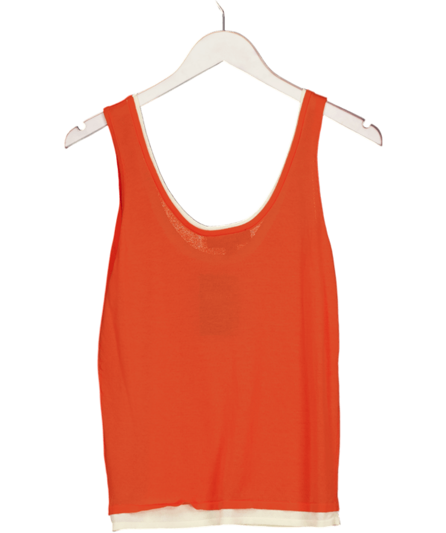 ZARA 2 - piece Orange / Cream Knit Vest And Cardigan Set UK S - Reliked