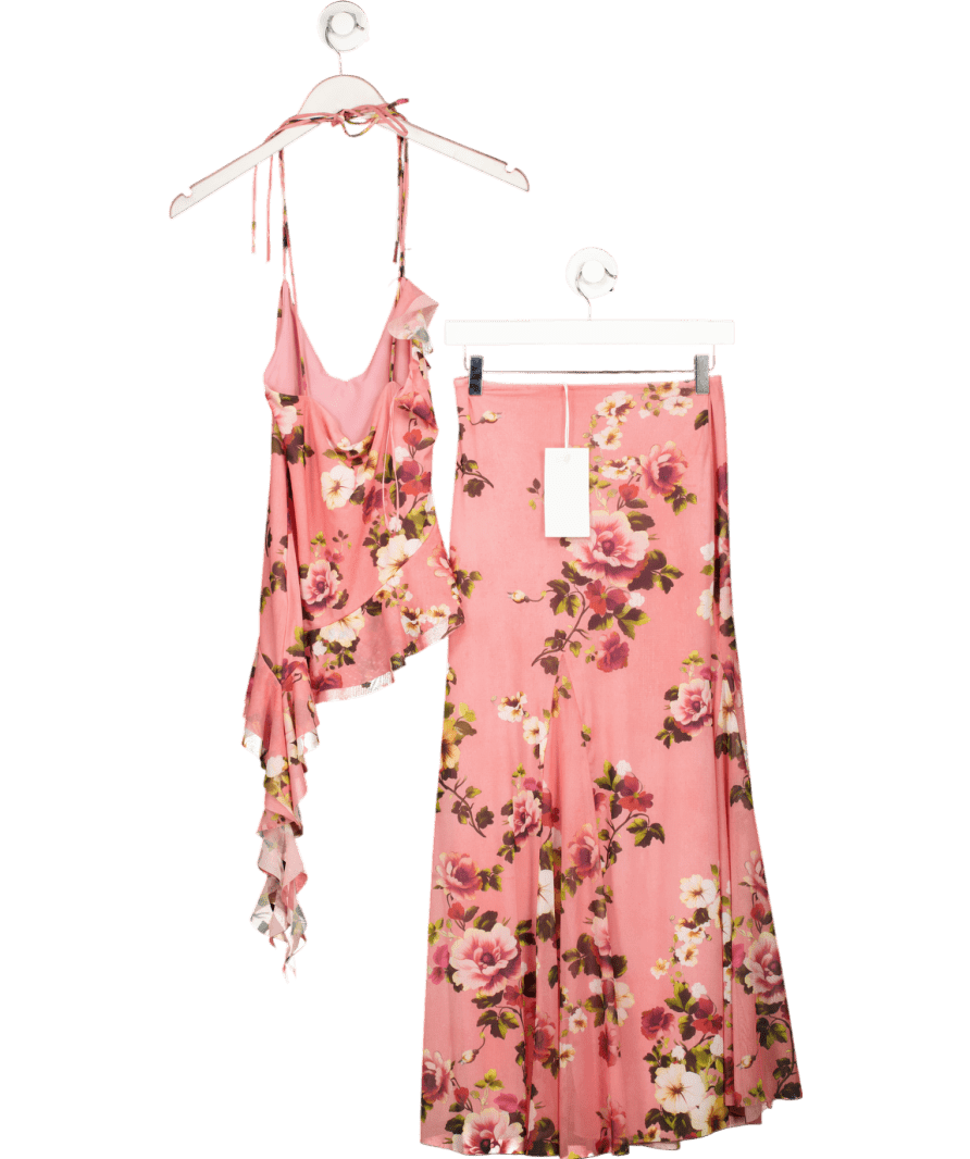 ZARA 2 - piece Pink Floral Tulle Skirt And Top Set UK S - Reliked