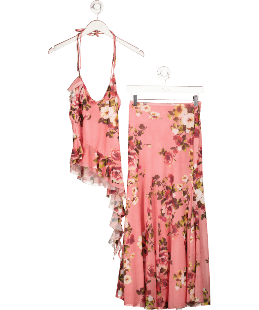 ZARA 2 - piece Pink Floral Tulle Skirt And Top Set UK S - Reliked