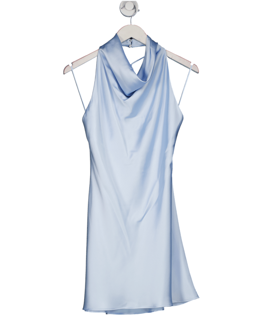 ZARA Baby Blue Satin Mini Dress UK XS - Reliked