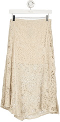 ZARA Beige Asymmetrical Crochet Lace Skirt UK S - Reliked