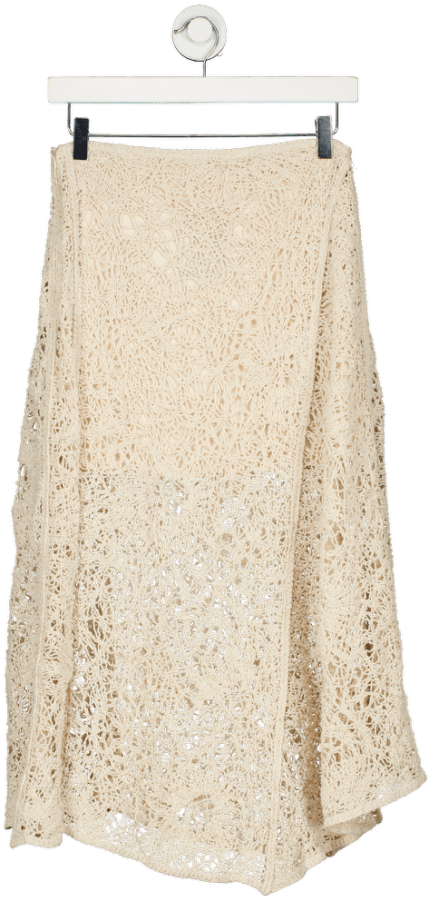 ZARA Beige Asymmetrical Crochet Lace Skirt UK S - Reliked