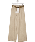 ZARA Beige Belted Viscose / Linen Blend Trousers UK XS - Reliked
