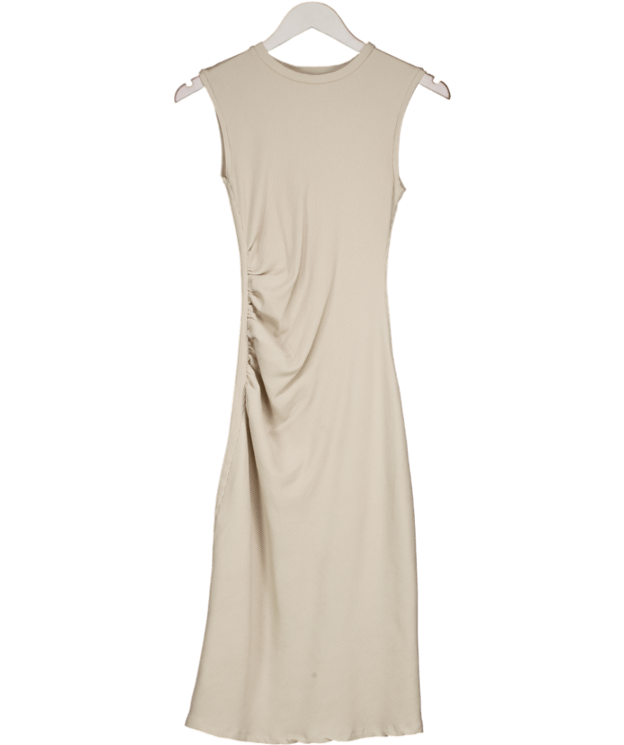 ZARA Beige Draped Midi Dress UK S - Reliked