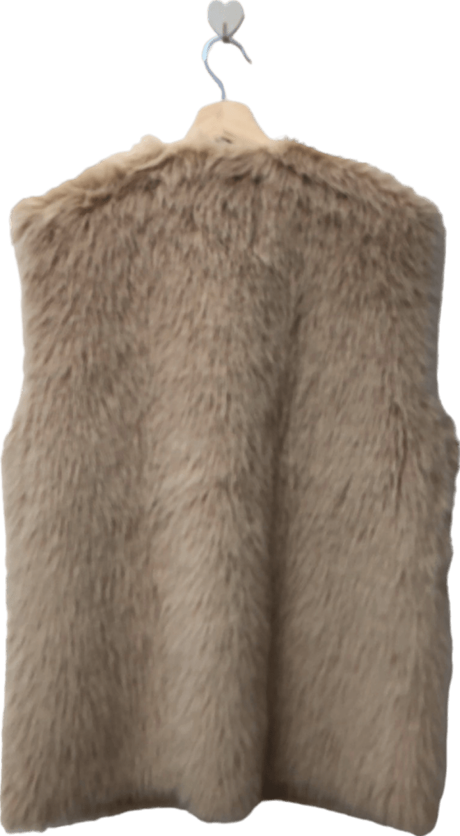 Zara Beige Faux Fur Gilet UK S - Reliked