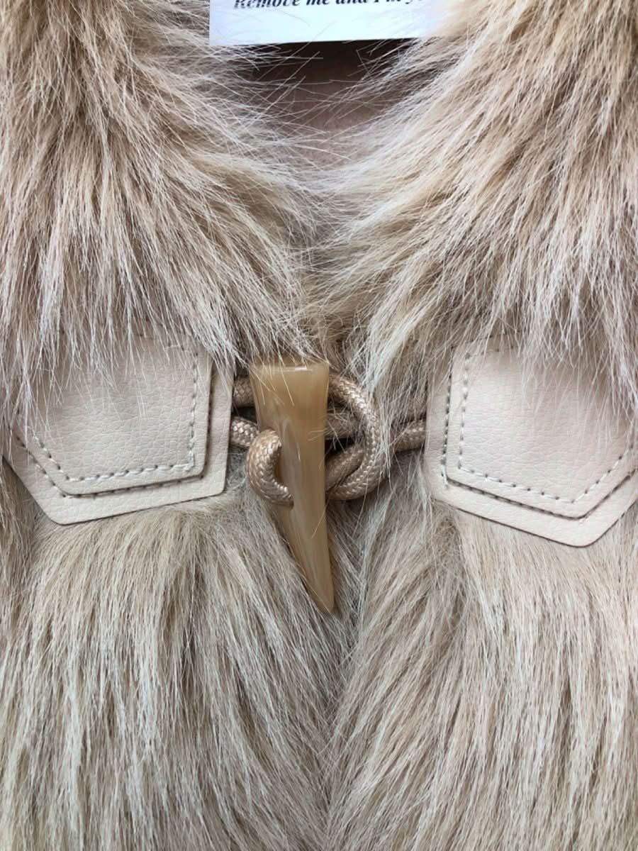Zara Beige Faux Fur Gilet UK S - Reliked
