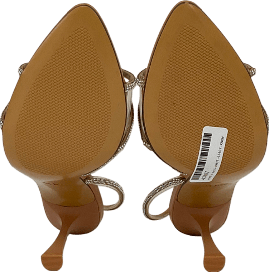 ZARA Beige High - heeled Vinyl Sandals With Shiny Detail UK 4 EU 37 👠 - Reliked