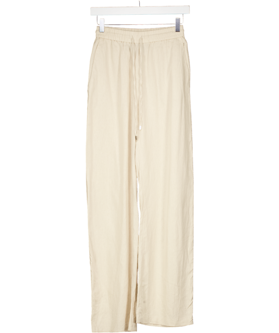 ZARA Beige High Waisted Linen Trouser UK XS - Reliked