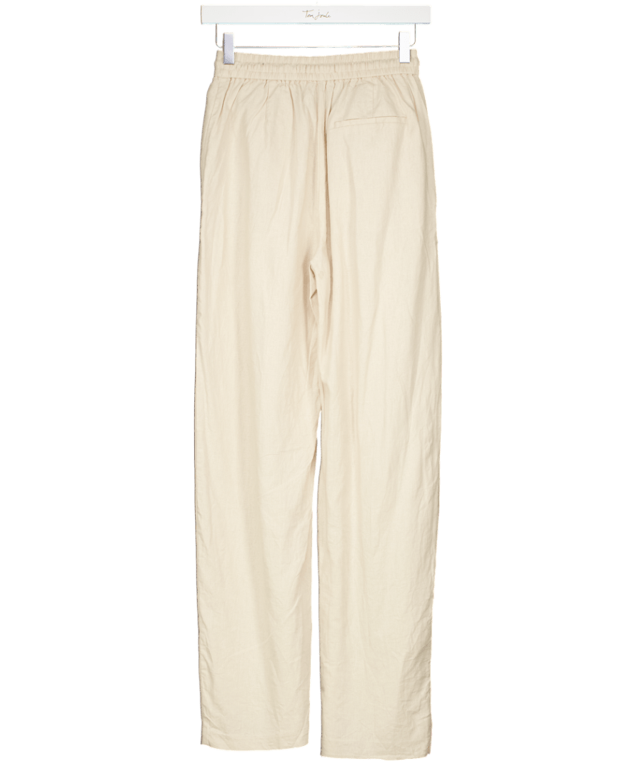 ZARA Beige High Waisted Linen Trouser UK XS - Reliked