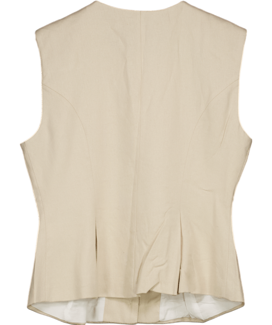 ZARA Beige Linen Waistcoat Top UK S - Reliked