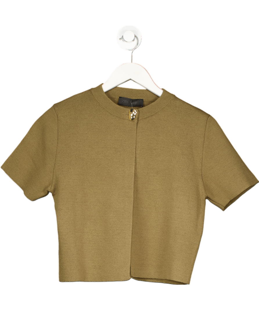 ZARA Beige Short Sleeve Cardigan UK M - Reliked