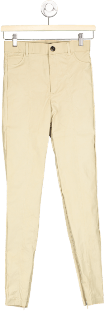 Zara Beige Skinny Coated Trousers EU S - Reliked