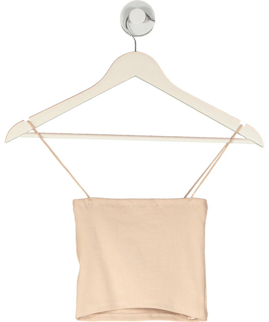 ZARA Beige Strappy Square Neck Crop Top UK S - Reliked