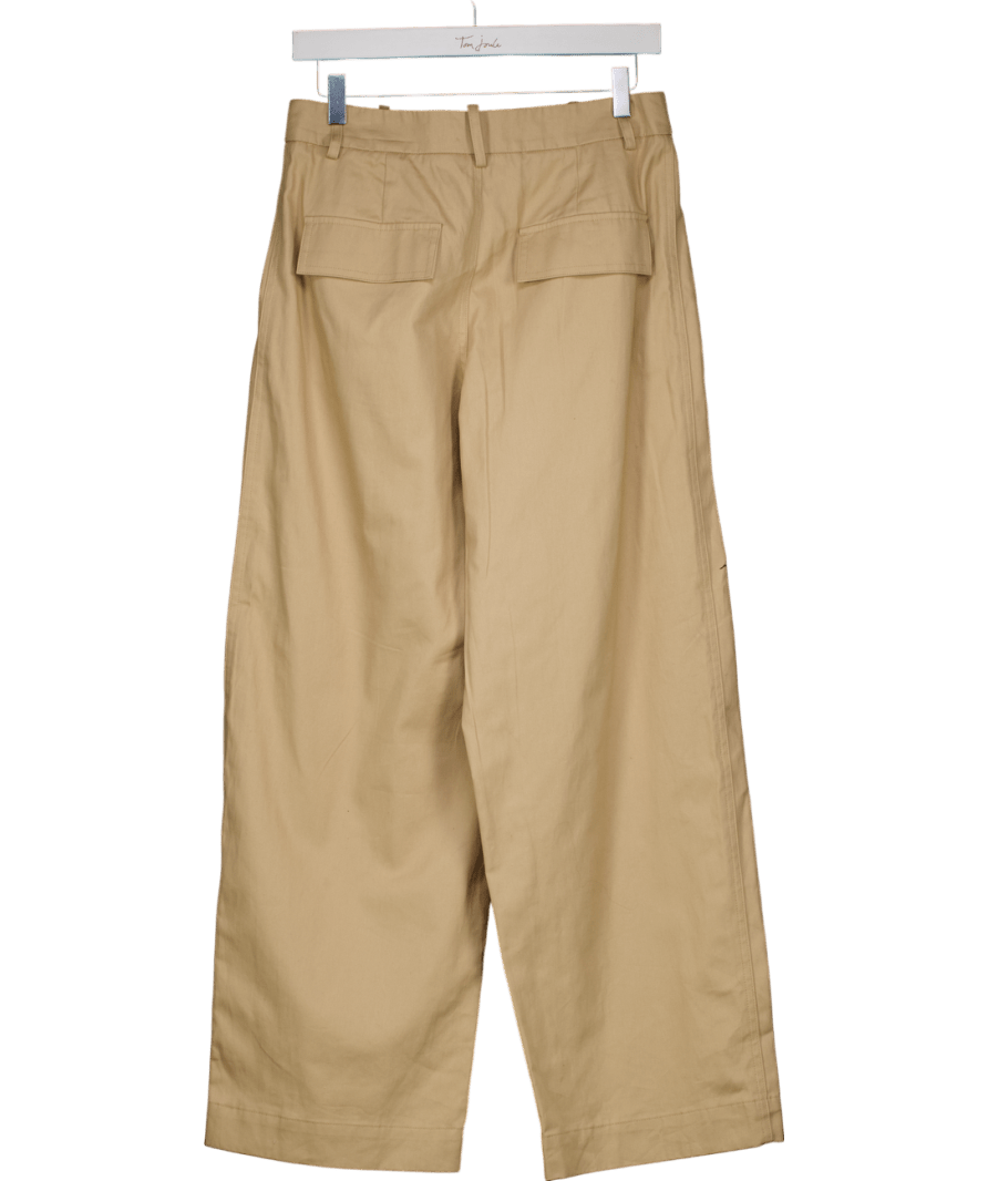 ZARA Beige Wide - leg Tailored Trouser UK S - Reliked