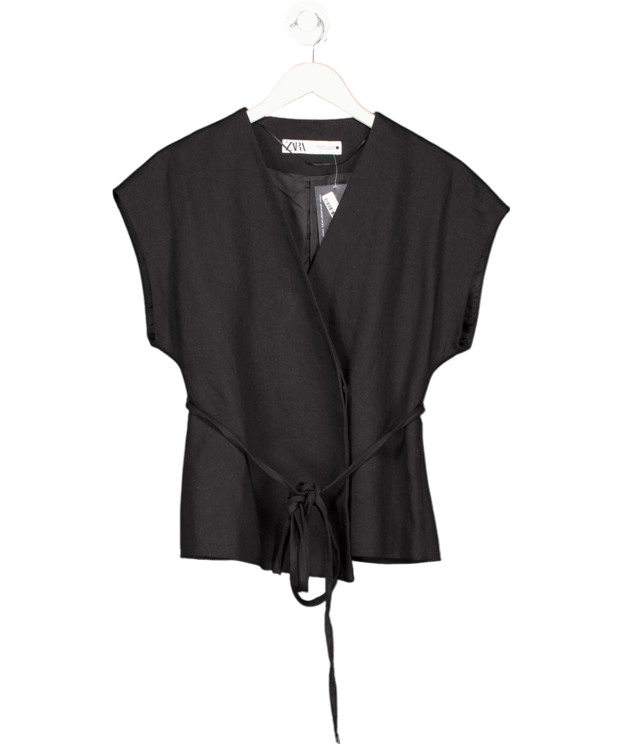 ZARA Black Belted Waistcoat UK XS - Reliked
