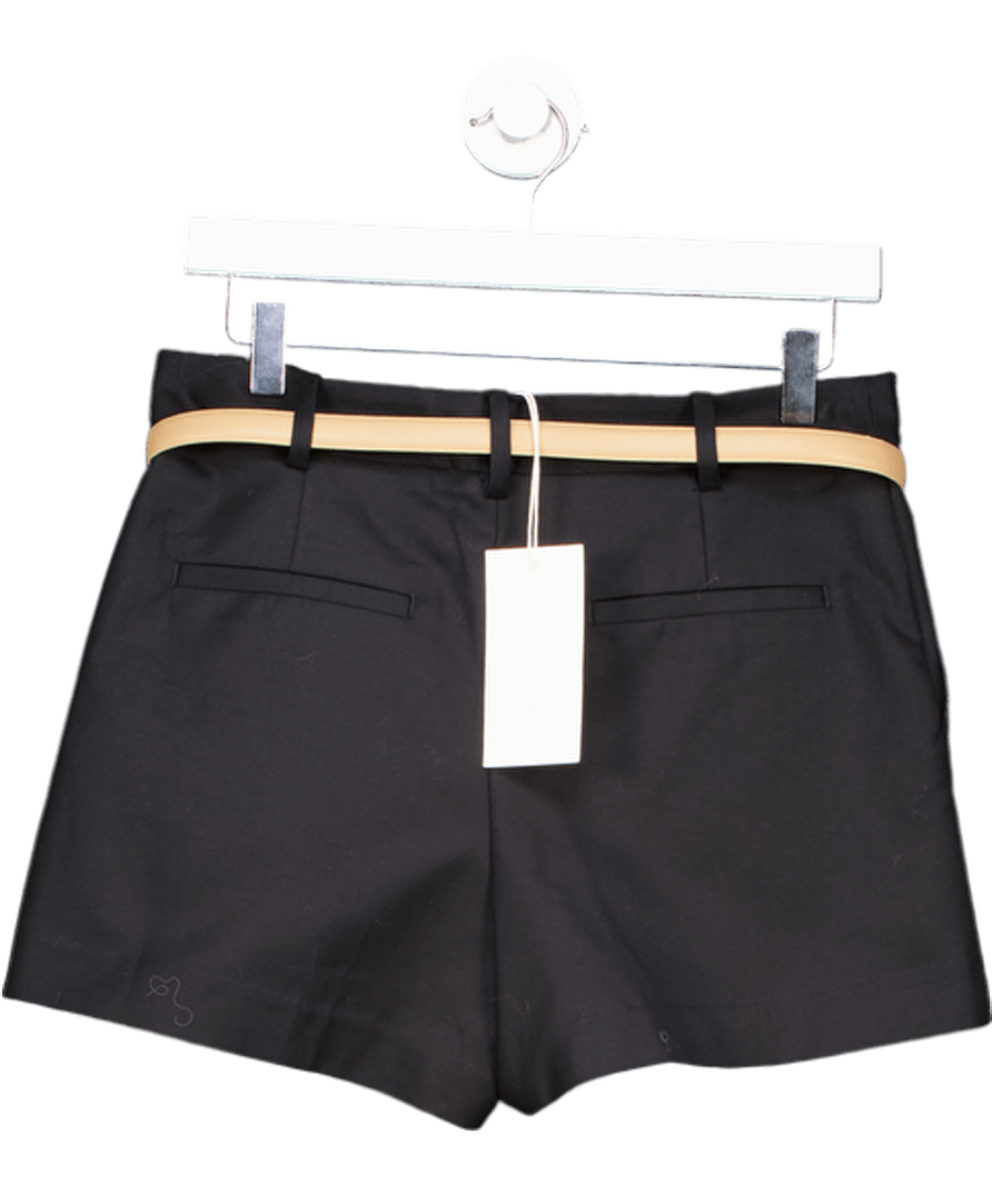 ZARA Black Darted Bermuda Shorts With Belt UK XS - Reliked