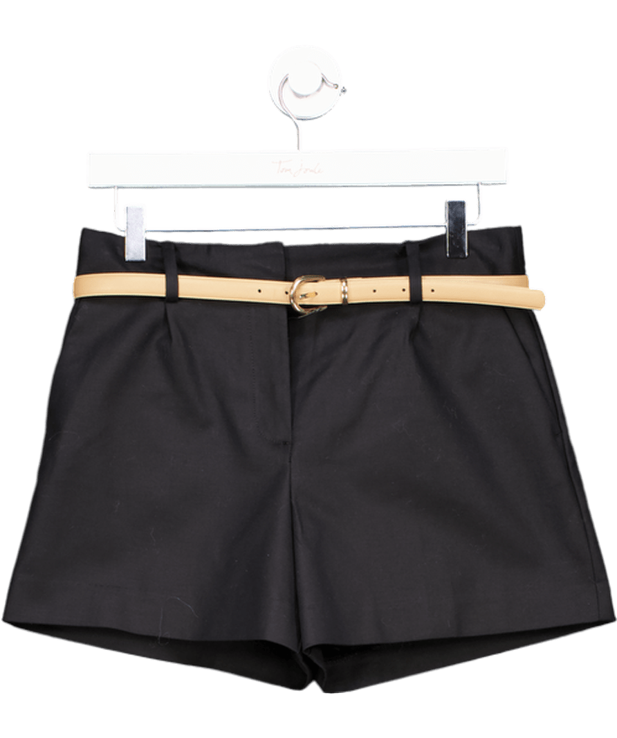 ZARA Black Darted Bermuda Shorts With Belt UK XS - Reliked