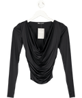 ZARA Black Draped Gathered Top UK S - Reliked