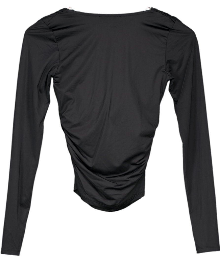 ZARA Black Draped Gathered Top UK S - Reliked