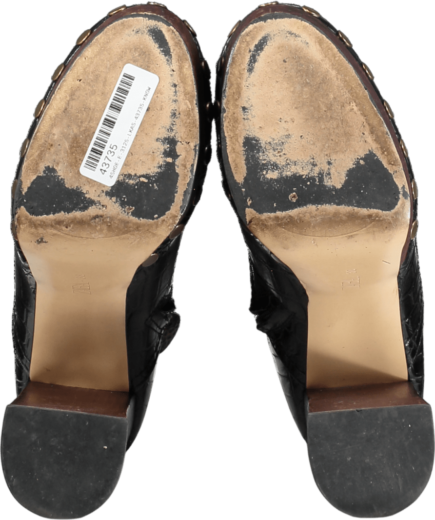 ZARA Black Embossed Leather Platform Ankle Boots UK 5 EU 38 👠 - Reliked