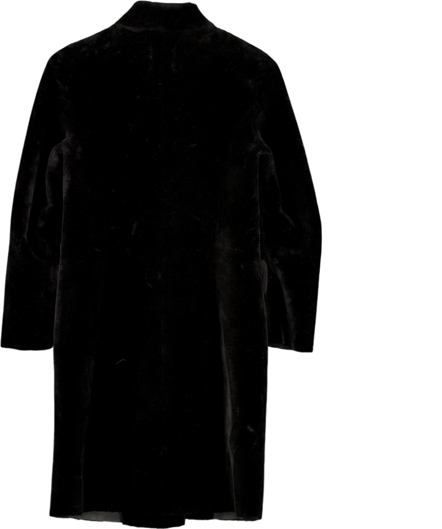 ZARA Black Faux Fur Shearling Coat UK XS - Reliked