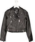 ZARA Black Faux Leather Biker Jacket UK XS - Reliked