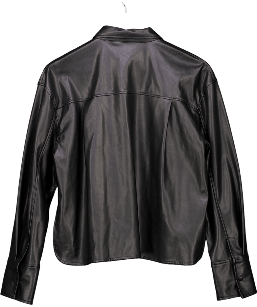 ZARA Black Faux Leather Shirt UK S - Reliked