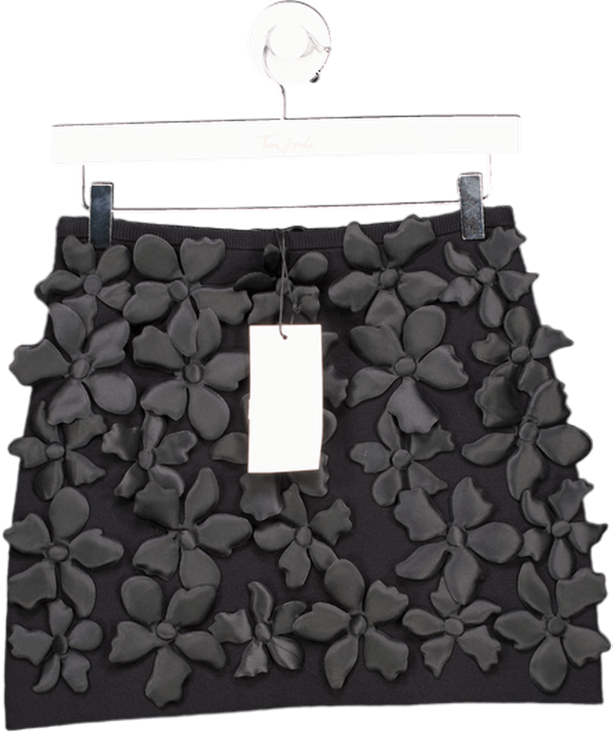ZARA Black Floral Textured Knit Mini Skirt UK S - Reliked