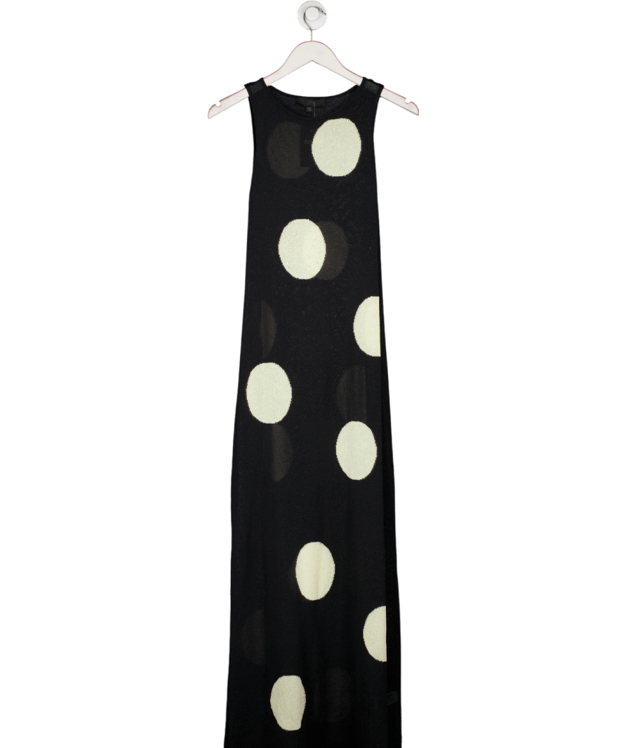 ZARA Black Knitted Polka Dot Maxi Dress UK S - Reliked