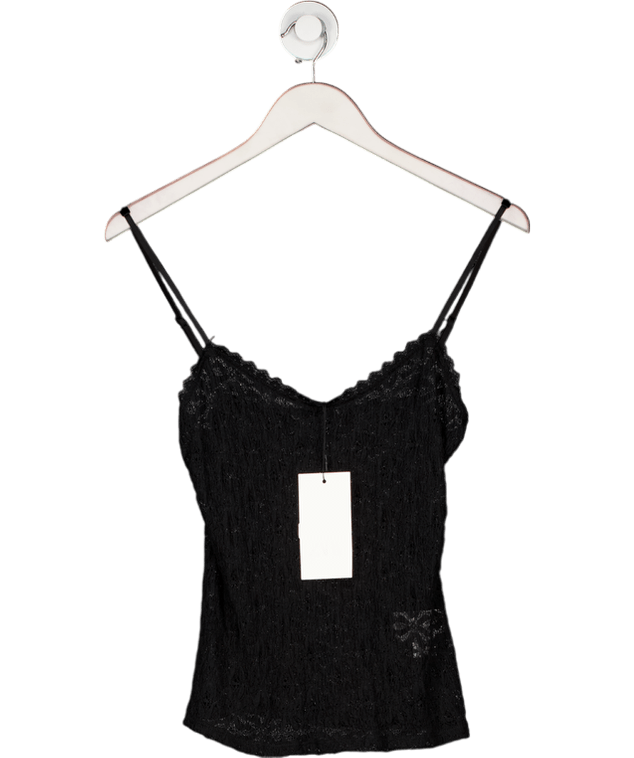 ZARA Black Lace Strappy Top UK S - Reliked