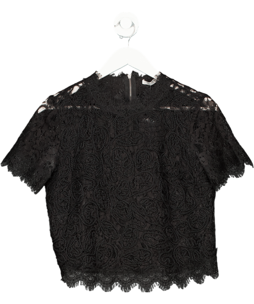 ZARA Black Leace Short Sleeve Top UK M - Reliked