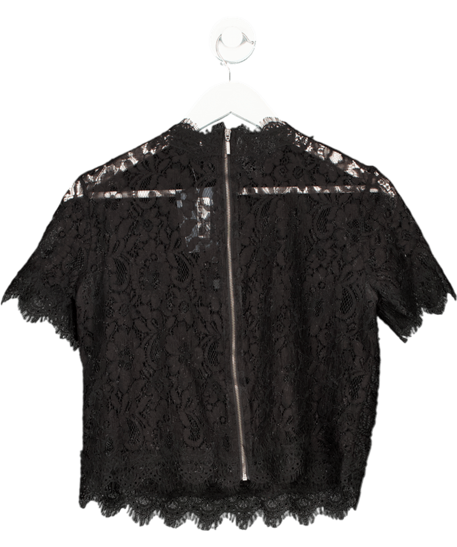 ZARA Black Leace Short Sleeve Top UK M - Reliked