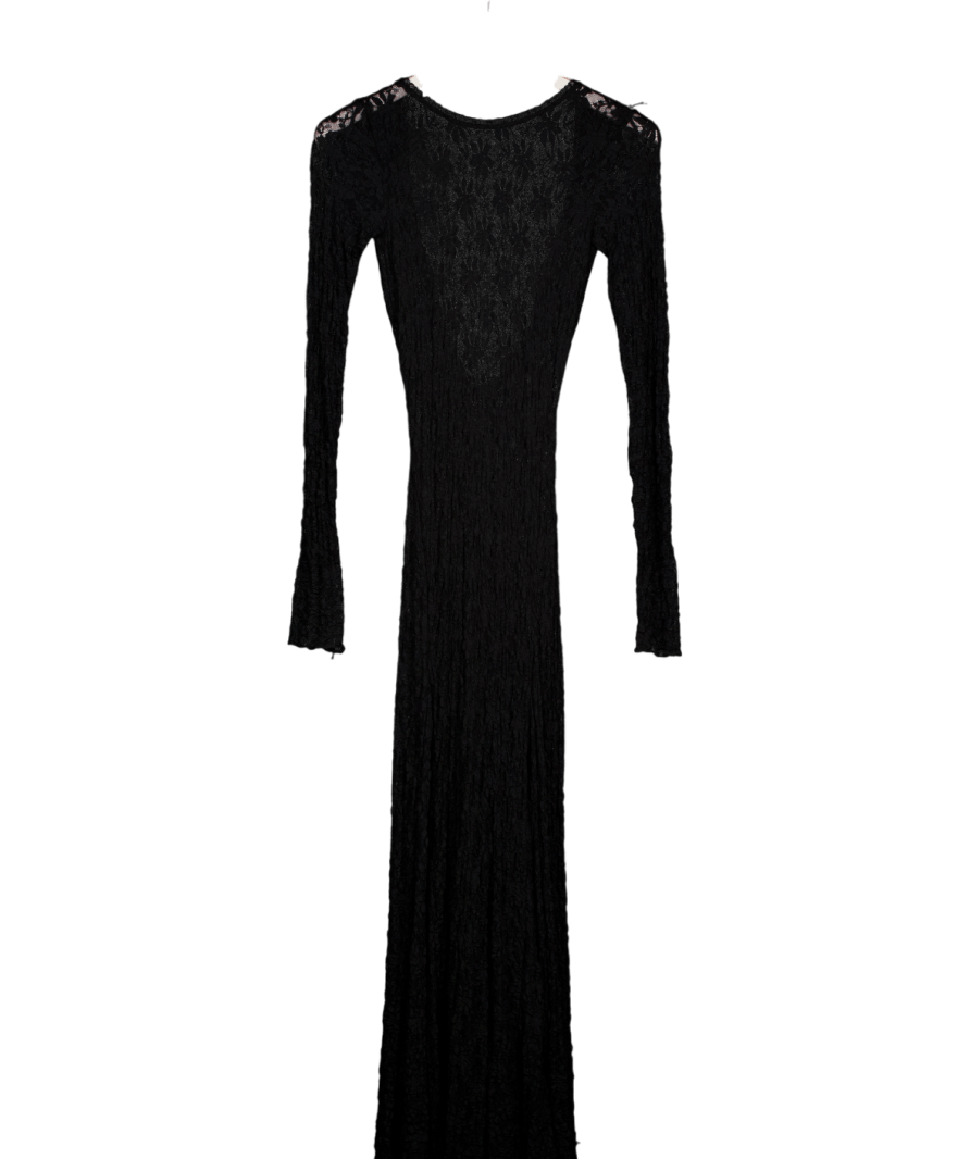 ZARA Black Long Lace Dress UK S - Reliked