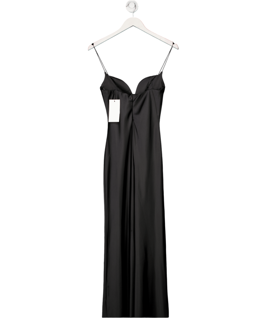 ZARA Black Long Satin Cupped Bodice Maxi Dress UK XS - Reliked