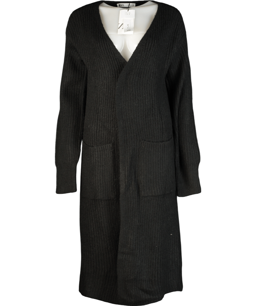 ZARA Black Longline Knit Cardigan UK M - Reliked