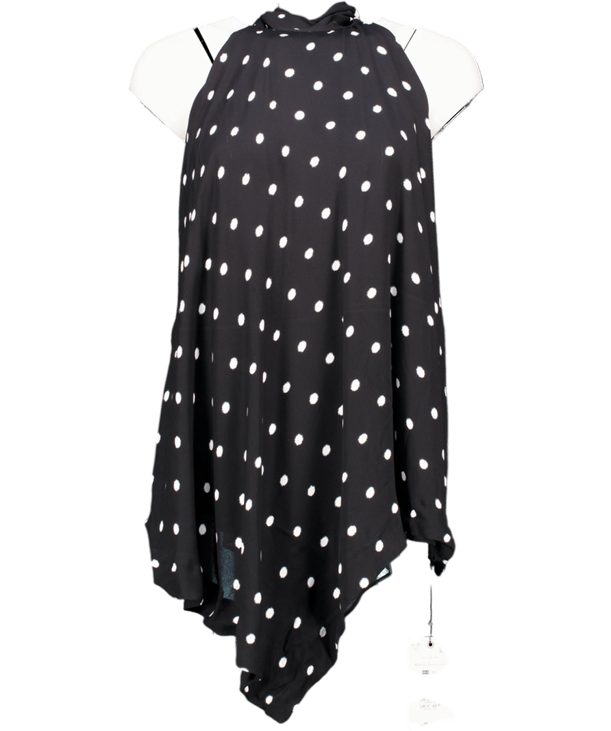 ZARA Black Polka Dot High Neck Backless Top UK XS/S - Reliked