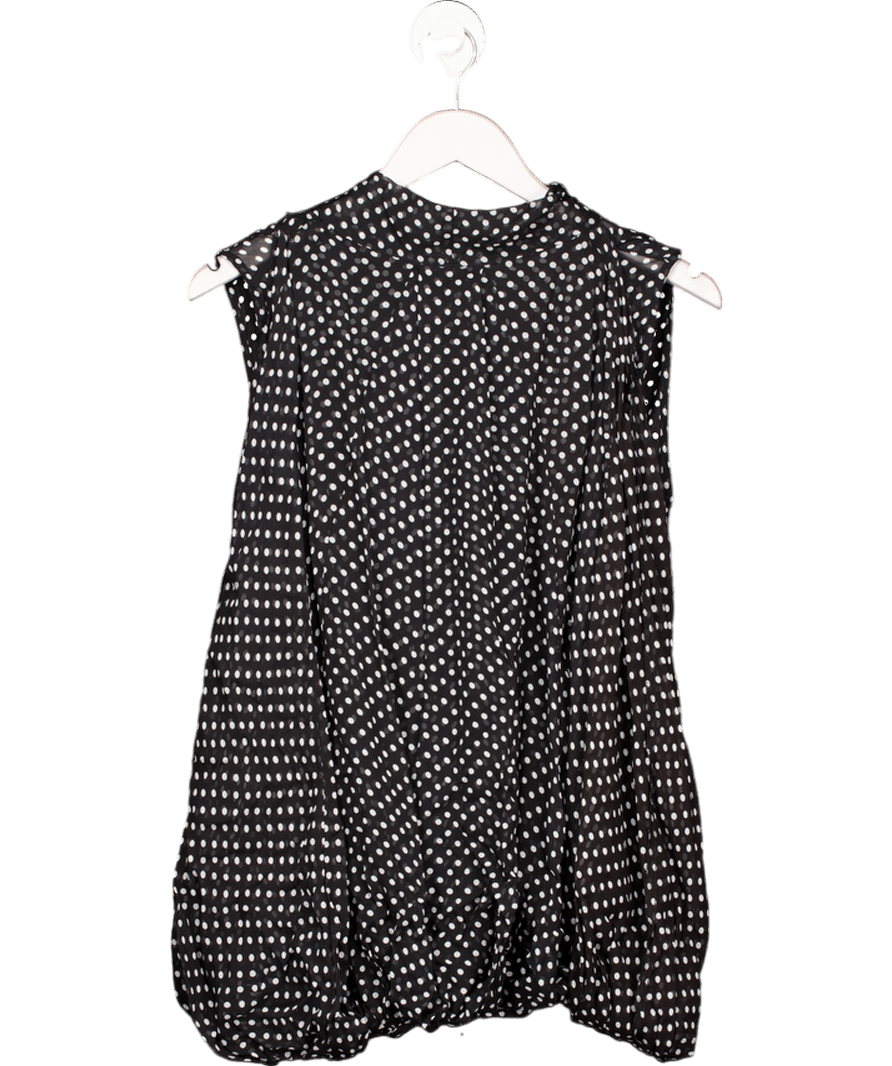 ZARA Black Polka Dot Pussy Bow Blouse UK XS - Reliked