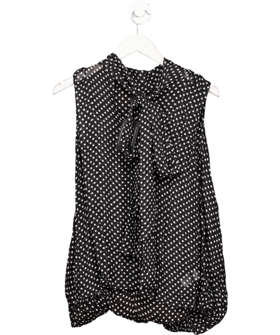 ZARA Black Polka Dot Pussy Bow Blouse UK XS - Reliked