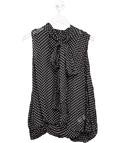 ZARA Black Polka Dot Pussy Bow Blouse UK XS - Reliked