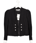 ZARA Black Puff Sleeve Embellished Button Boucle Tweed Jacket UK XS - Reliked