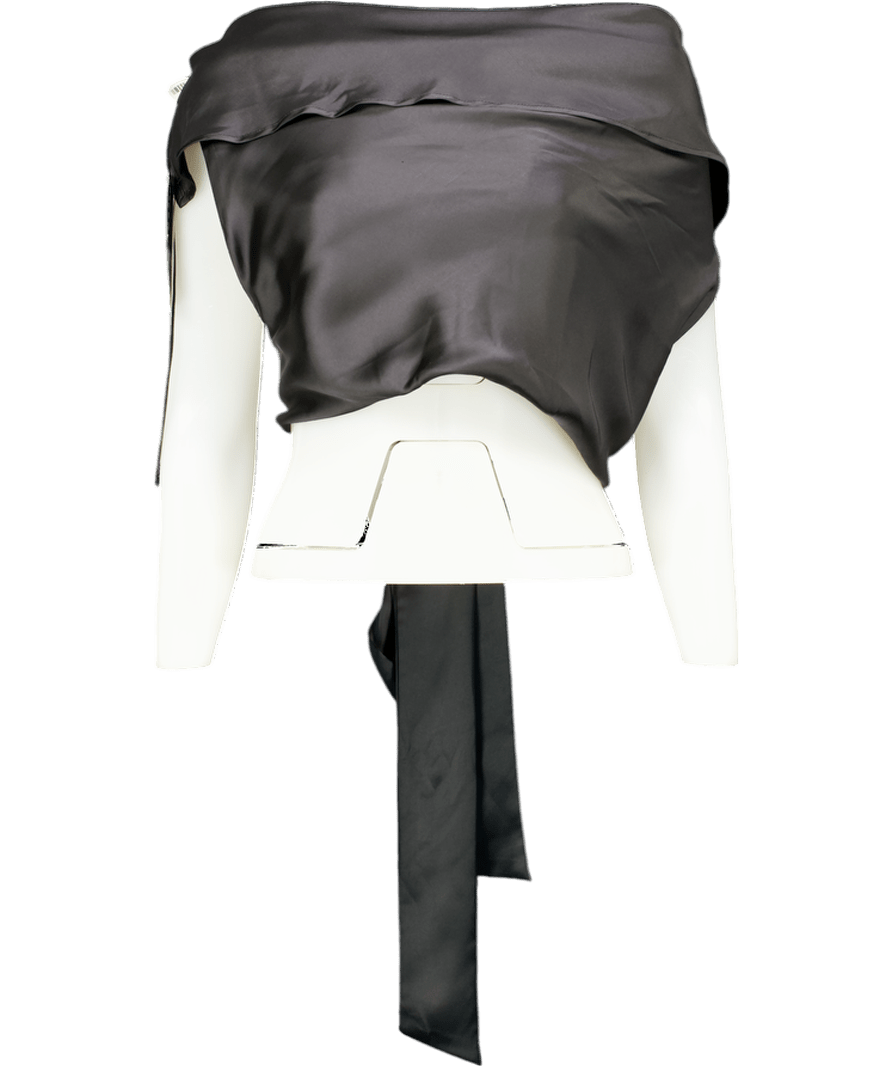 ZARA Black Satin Tie Back Halter Top UK S - Reliked