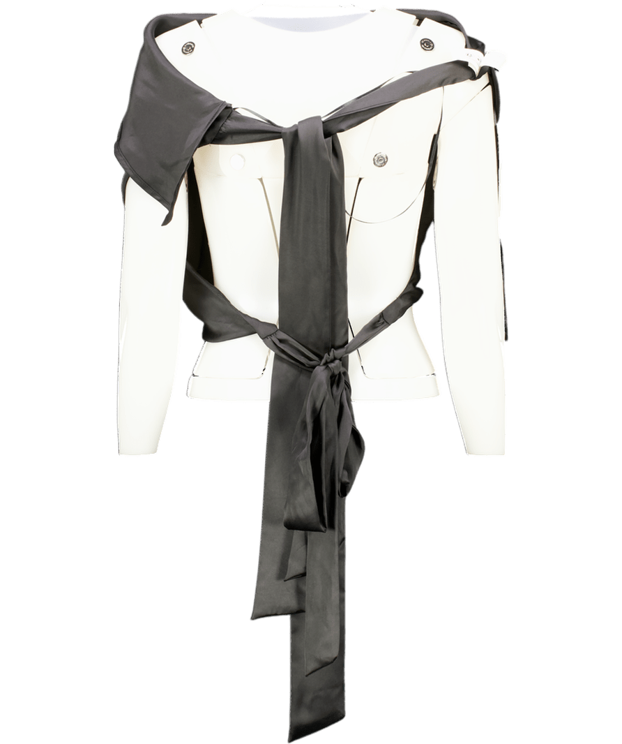 ZARA Black Satin Tie Back Halter Top UK S - Reliked