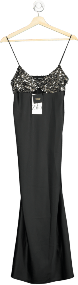 Zara Black Sequin Embellished Strappy Dress UK S - Reliked