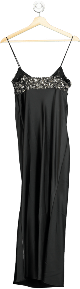 Zara Black Sequin Embellished Strappy Dress UK S - Reliked