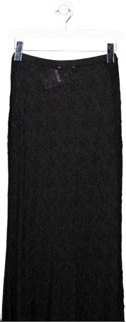 ZARA Black Sheer Cobweb Lace Midi Skirt UK L - Reliked