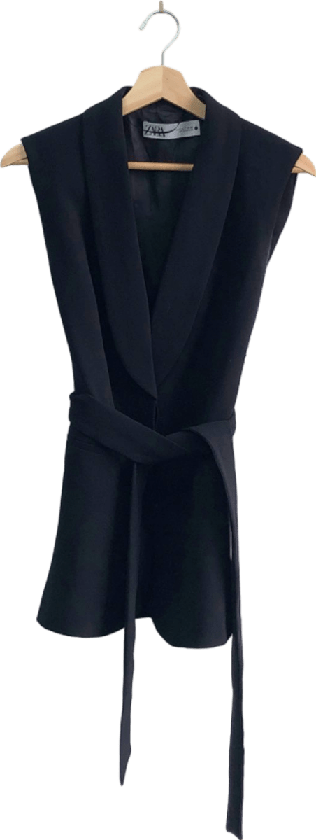 Zara Black Sleeveless Blazer with Belt EUR S - Reliked