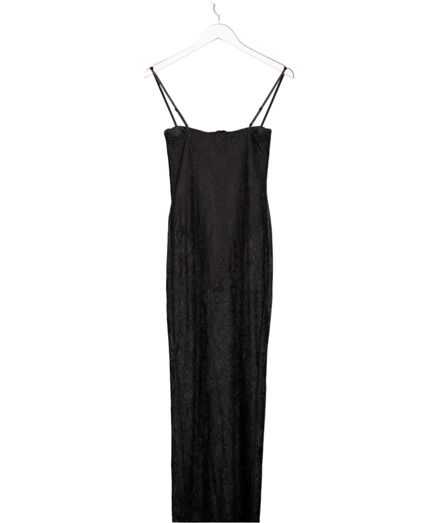 ZARA Black Underwire Lace Midi Dress UK S - Reliked